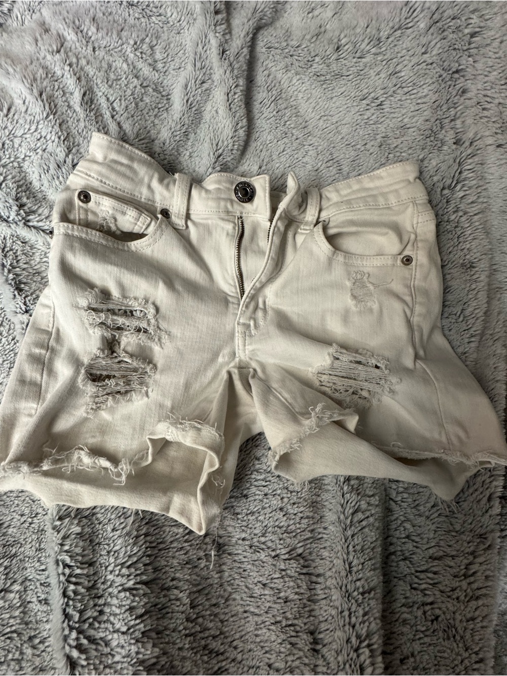 American Eagle Outfitters Distressed Off-White Denim Shorts